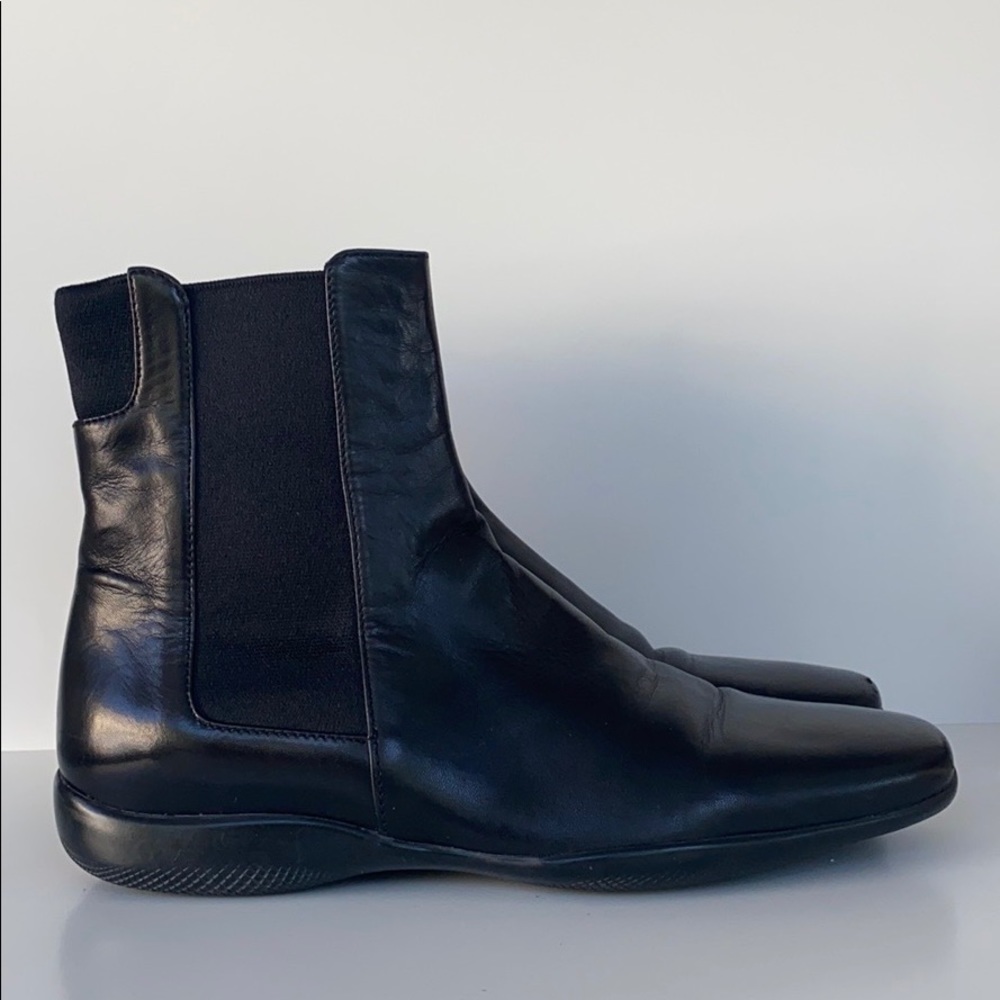 VINTAGE PRADA Black Leather Chelsea Boots